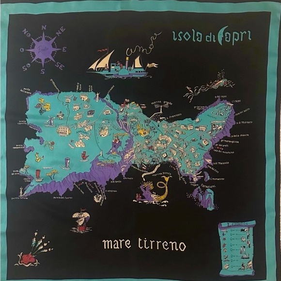 Emilio Pucci Accessories - Vintage Isola di Capri Silk Print Map Scarf